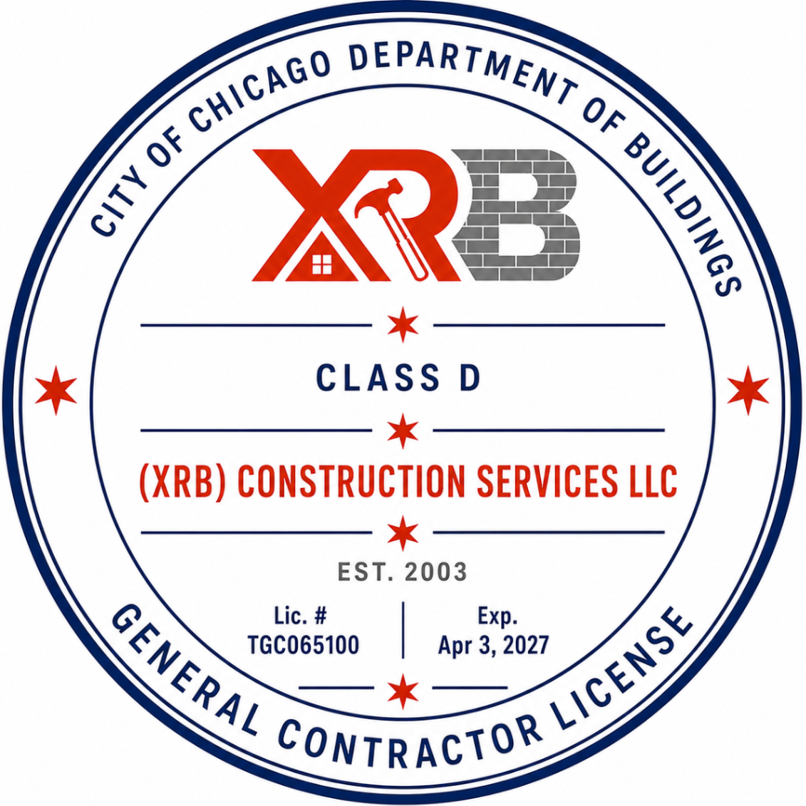 City of Chicago Department of Buildings — General Contractor License Class D · TGC065100